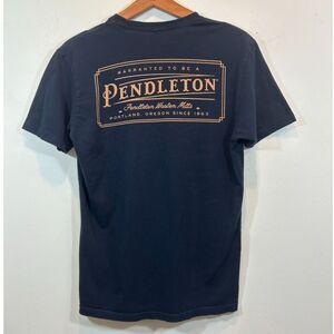 Pendleton Navy Blue Gold Logo T-Shirt 100% Cotton Size Medium Preppy Old Money